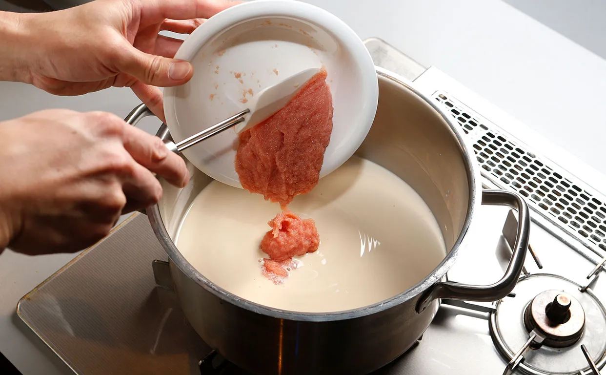 たらこと湯葉の豆乳ソース作り11