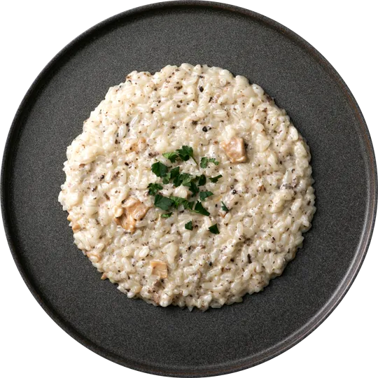 キノコのラグーと鶏肉のクリームソース Risotto